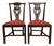 Pair of Traditional Mahogany Finish Dining Chairs W/ Upholstered Seats For Sale