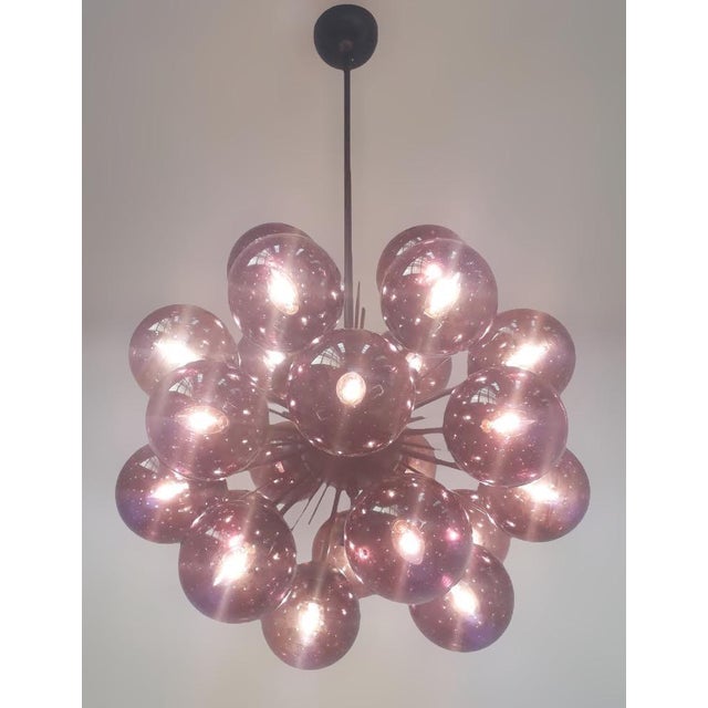 Not Yet Made - Made To Order 21st Century Ventiquattro Black Powder Coat Amethyst Bubbles Murano Sputnik Chandelier by Fabio LTD For Sale - Image 5 of 6
