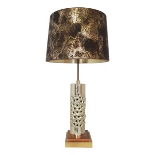 Brutalist Table Lamp in Silver-Plated Aluminum by Willy Luyckx for Aluclair, 1960s For Sale