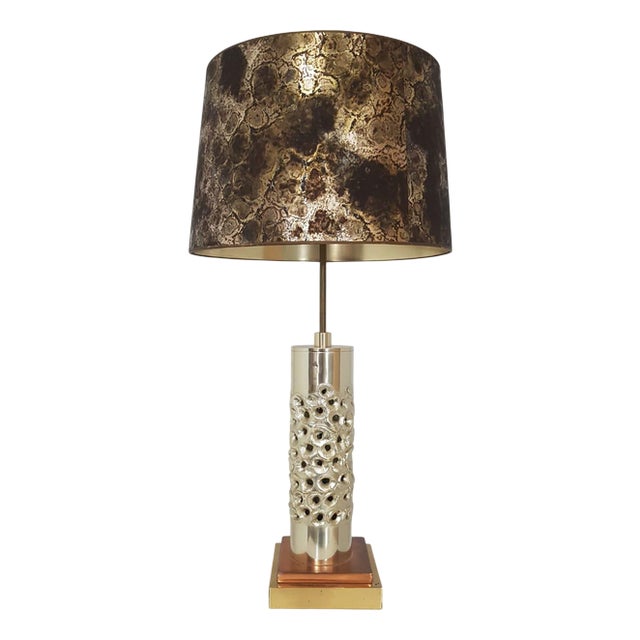 Brutalist Table Lamp in Silver-Plated Aluminum by Willy Luyckx for Aluclair, 1960s For Sale