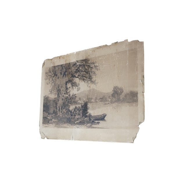 Realism Antique Ernest C Rost Budds Lake New Jersey Eagles Cove Etching 28" For Sale - Image 3 of 13