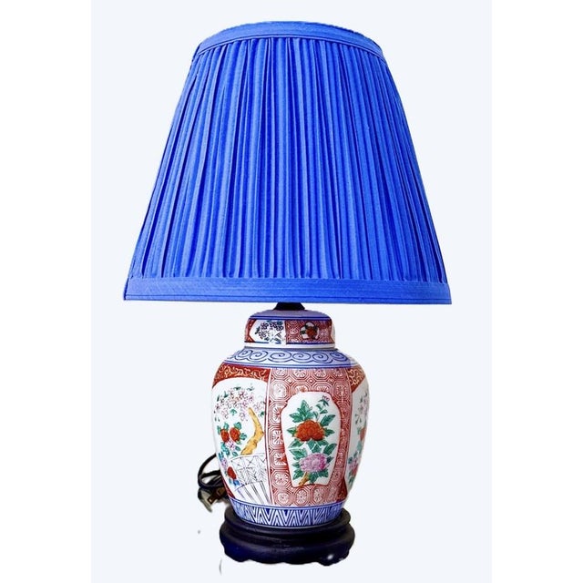 Wood Vintage Imari Porcelain Lamp With Shade For Sale - Image 7 of 12