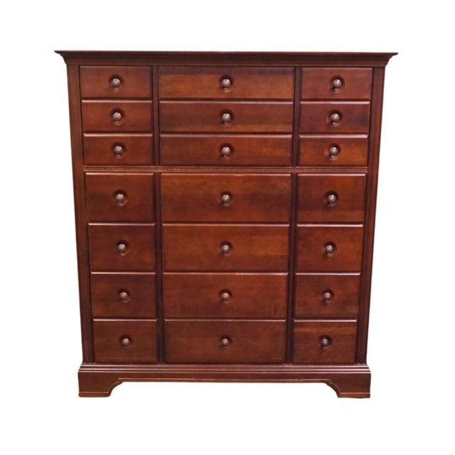 American Stanley Furniture Solid Cherry Early American Traditional 54" 18-Drawer Master Chest / Triple "Chesser" 589-13-13 For Sale - Image 3 of 14