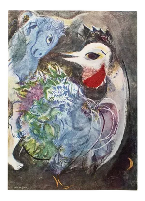 1947 After Marc Chagall "The Feathers in Flowers", First Edition Offset Lithograph