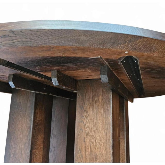 Round Oak Dining Table, 1980s For Sale - Image 4 of 18