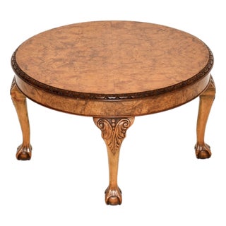 Vintage Burr Walnut Coffee Table, 1920s For Sale