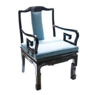 Asian-Style Black And Blue Armchair For Sale