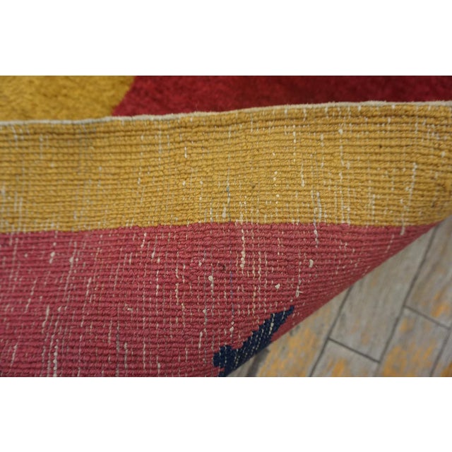 1920s Yellow Minimalist Floral Antique Chinese Art Deco Carpet 9' X 11'6" Handknotted Wool Rug For Sale In New York - Image 6 of 6