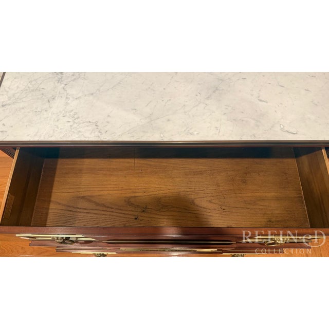 1981s John Widdicomb Grand Rapids Marble Top Regency Chest With Brass Lion Pulls For Sale - Image 15 of 18