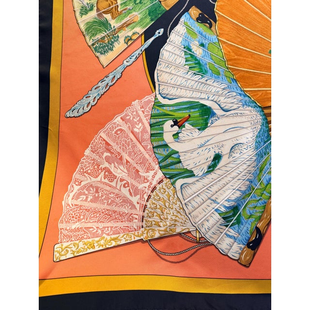Green HERMES BRISE de CHARME silk scarf designed by abadie Julie 1993 For Sale - Image 8 of 15