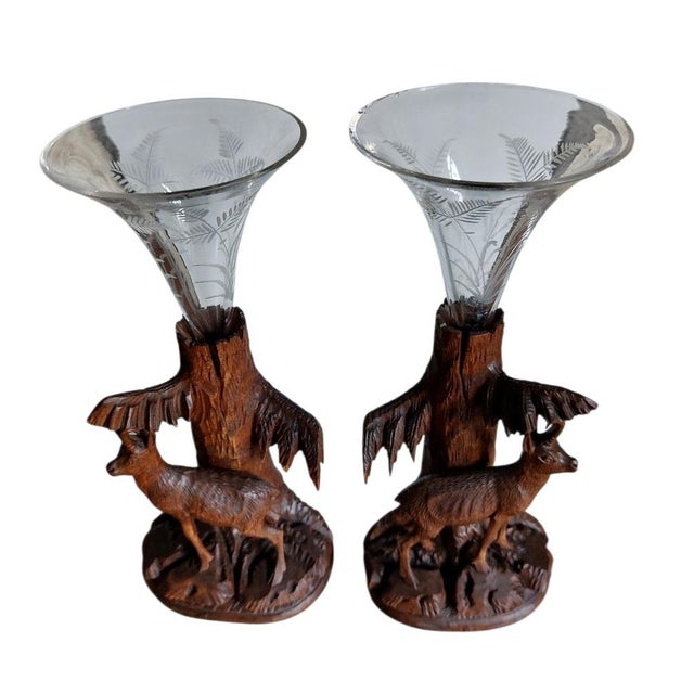 Black Forest Deer Vases, 1950s, Set of 2 For Sale - Image 4 of 6
