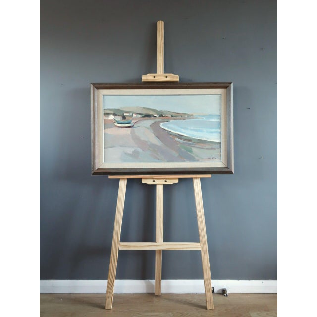 Mid-Century Modern 1957 Mid-Century Modern 'Calm Coast' Vintage Swedish Original Coastal Landscape Oil Painting, Framed For Sale - Image 3 of 12