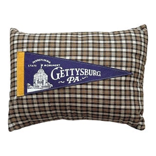 Pennsylvania Gettysburg Vintage Pennant on New Woven Throw Pillow For Sale