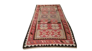 Vintage Turkish Kilim Hand Made Runner Rug - 4′8″ × 10′5″ - Size Cat. 5x8 6x9