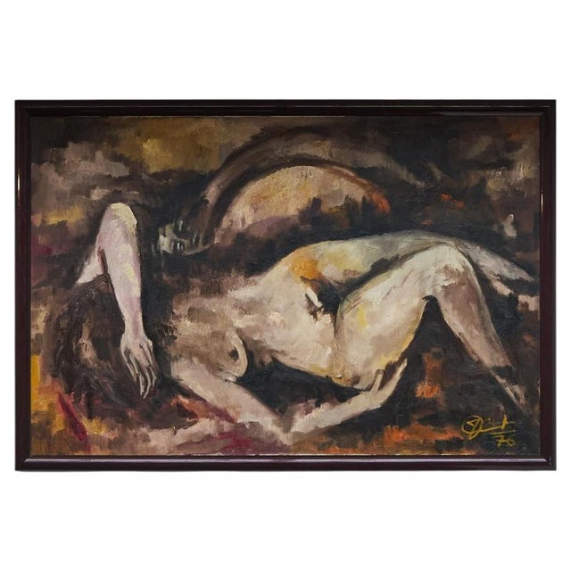 Joseph 'Zef' Clement, Large Expressionistic Nude, Oil on Canvas, 1976 For Sale - Image 10 of 10