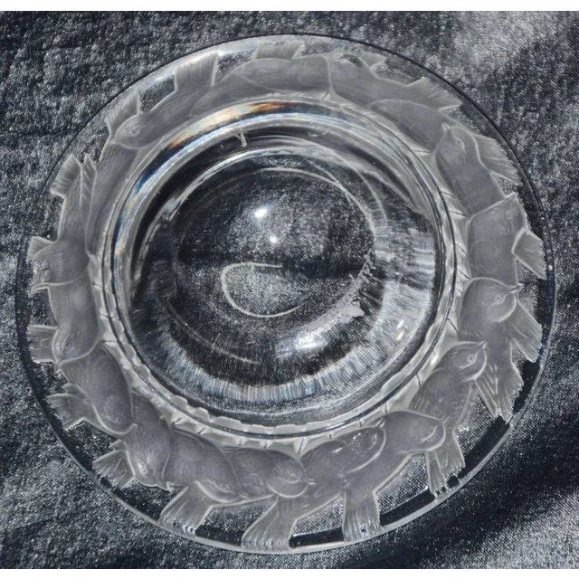 Glass Lalique Irene Circle of Birds Clear and Satin Crystal Pin Dish For Sale - Image 7 of 8