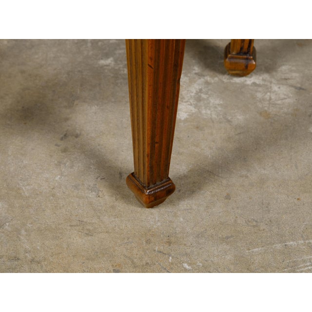 Walnut 19th Century Italian Demi-Lune Table with Banding and Fluted Legs For Sale - Image 12 of 12