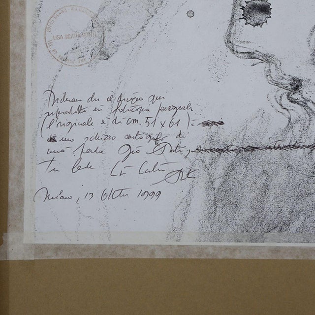 Gio Ponti Mid 20th Century Framed Gio Ponti Drawing For Sale - Image 4 of 6