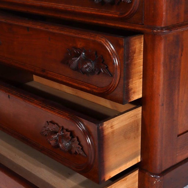 Antique Rococo Walnut 3-Drawer Marble Top Dresser & Mirror C1890 For Sale - Image 15 of 16