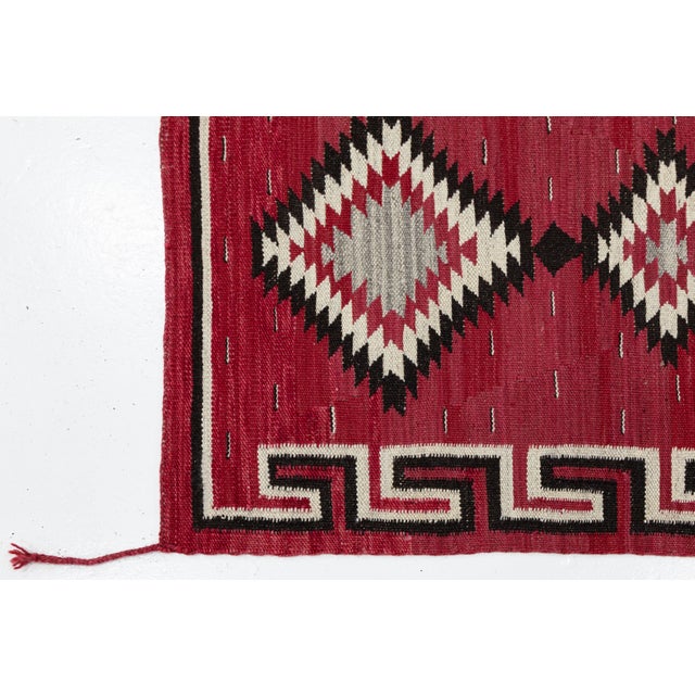 3x5 Contemporary Handmade Modern Navajo Style Crimson Wool Runner Rug For Sale In New York - Image 6 of 8