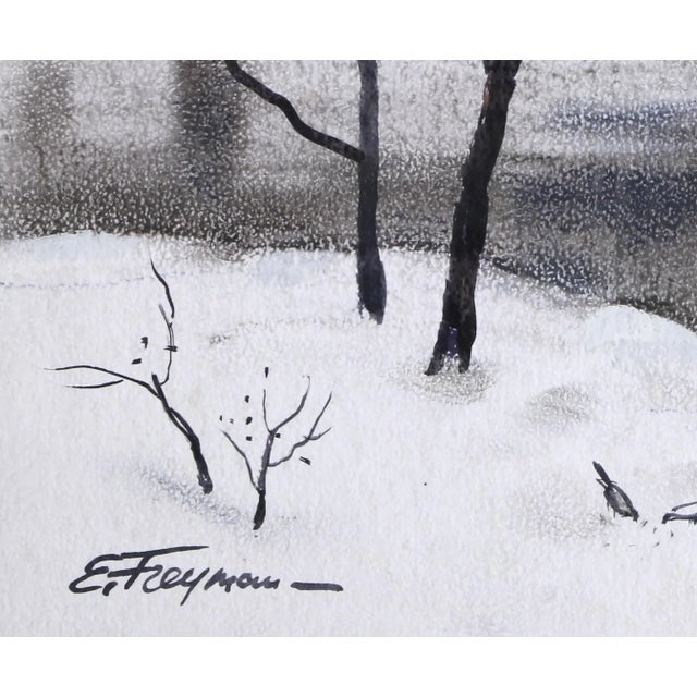 Winter Fishing Erik Freyman Size: 10 in. x 14 in. Watercolor with pastels on paper, signed in pen This watercolor painting...