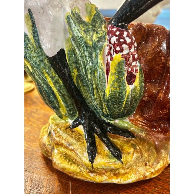 White Mid 20th Century Large Majolica Swan Planter or Cache Pot in the Barbotine Style For Sale - Image 8 of 11