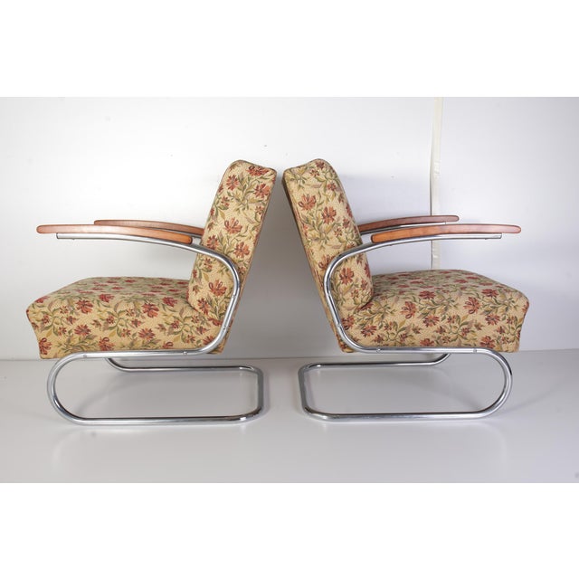 Bauhaus Bauhaus S 411 Tubular Chrome Armchairs from Kovona, Czechoslovakia, 1940s, Set of 2 For Sale - Image 3 of 16