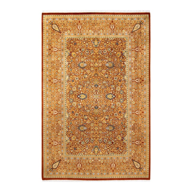 Mogul, One-of-a-Kind Hand-Knotted Area Rug in Orange, 6' 1" x 9' 4" For Sale