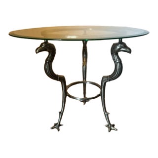 1980s Authentic Maitland-Smith Ltd. Three Eagle Pedestal Design Table Base With Glass Top For Sale