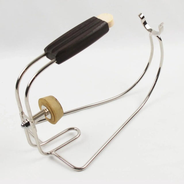 Wood Jacques Adnet Art Deco Chrome Bottle Holder Wine Pourer Server For Sale - Image 7 of 8