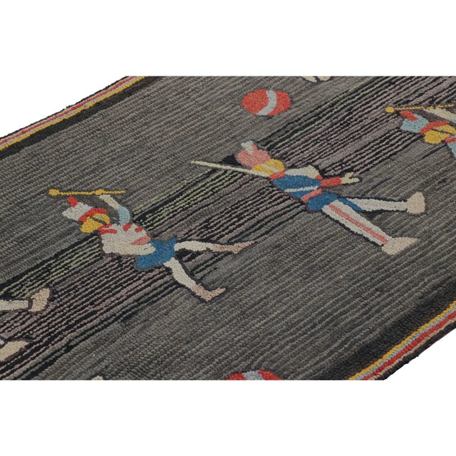 Handmade in wool and originating circa 1920-1930, this 3x4 rug is a rare and exciting new curation in Rug & Kilim’s...