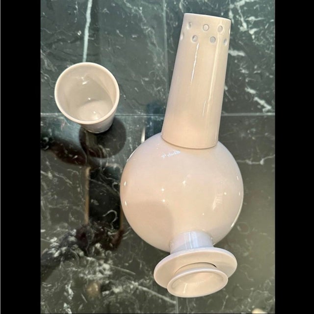 Vintage 1990s Arzenal Mod White Porcelain Teapot Infuser Two Pierced Cups Unused For Sale - Image 4 of 10