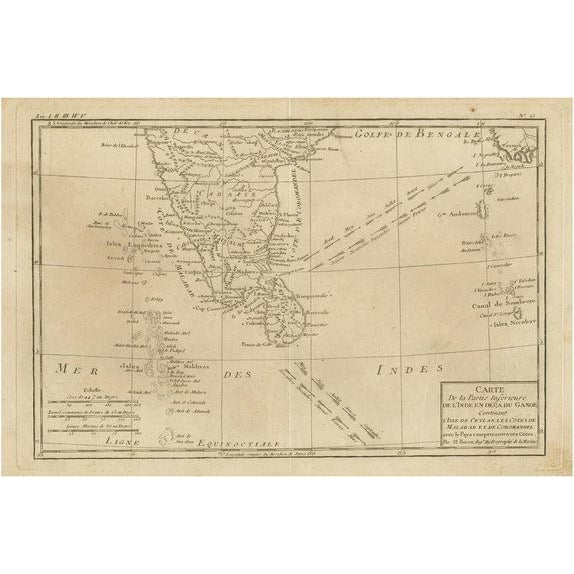 Antique Map of Southern India and the Maldives and Sri Lanka with Currents For Sale - Image 6 of 6