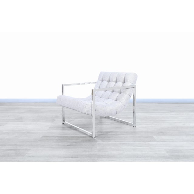 Metal Mid-Century Modern Chrome Lounge Chairs Attributed to Milo Baughman For Sale - Image 7 of 13