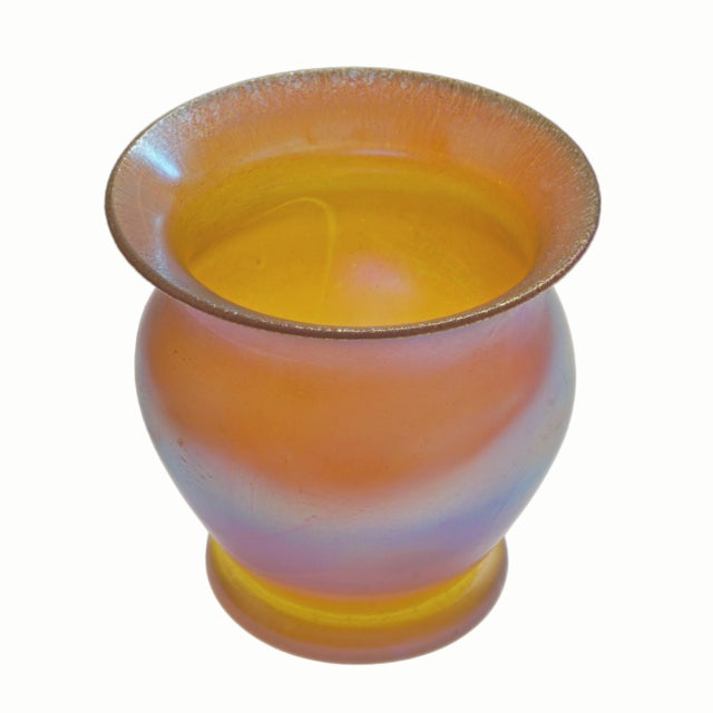 WMF Art Deco Period Iridescent Gold Art Glass Vase Myra Ikora Circa 1926-1936 Germany For Sale In Philadelphia - Image 6 of 9