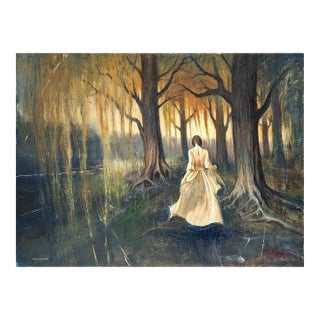 Matthew Paoletti "Untitled" Contemporary Surreal Abstract of a Woman Running Through a Forest, 2021 For Sale