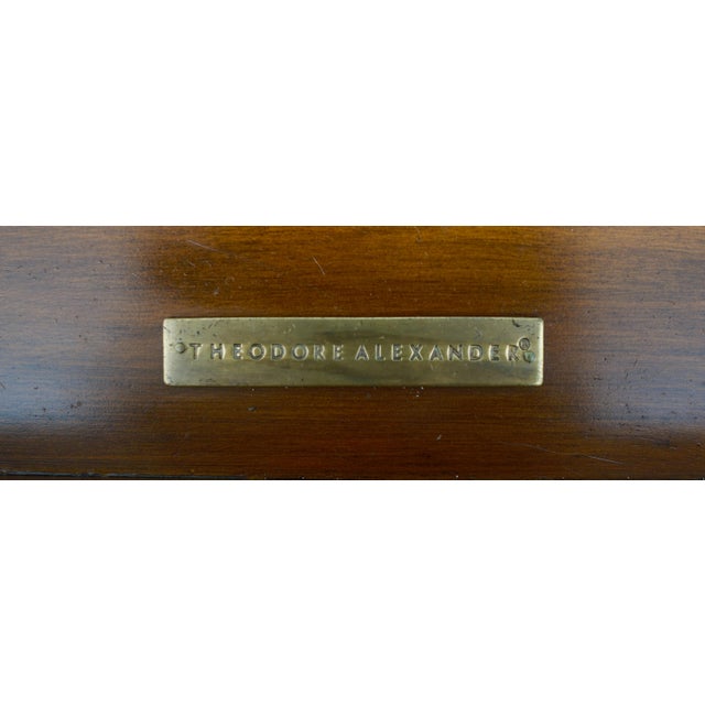 Theodore Alexander Leather Top Distressed Mahogany End Table For Sale - Image 12 of 12