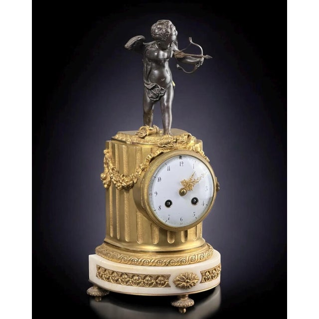 Louis XVI French Gilt Bronze Mantel Clock with Cupid For Sale - Image 3 of 16