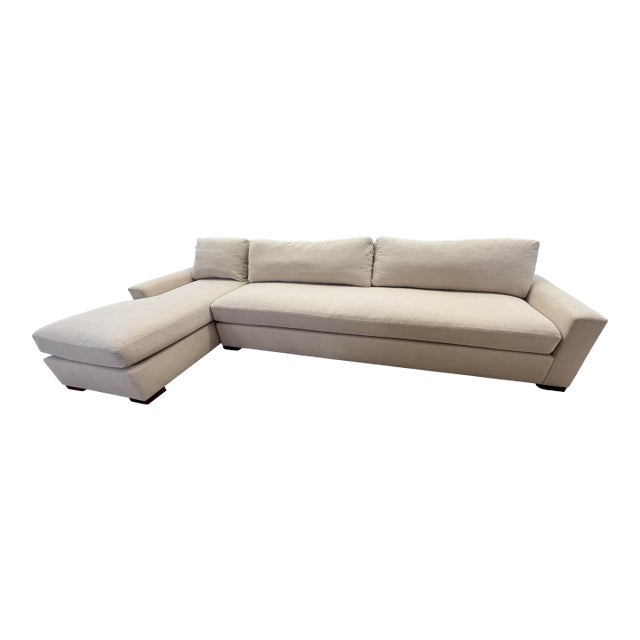 Rh Restoration Hardware Maxwell Left-Arm Bench-Cushion Chaise Sectional (Classic Depth) For Sale