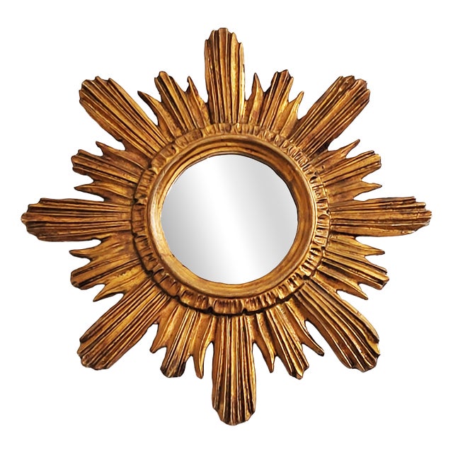 Mid-Century Modern Giltwood Sunburst Mirror, 1960s For Sale
