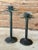 Metal Pair Vintage Coastal Rustic Metal Palm Tree Staggering Candlestick Holders For Sale - Image 7 of 11