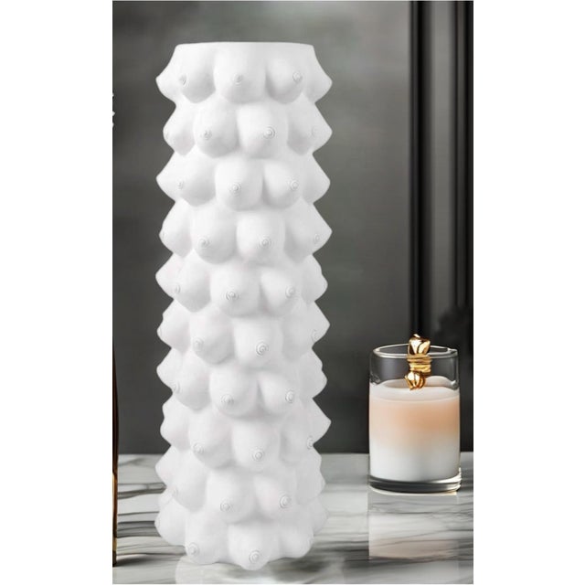 Monumental, discontinued, off-white, Jonathan Adler, perpetual, pop art, “Georgia Boob Vase” Fantastic, 1.5 Foot, pottery...