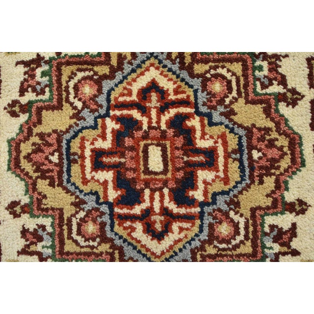 Heriz Runner 2’7” X 18’1” Ivory Wool Tribal Hand-Knotted Oriental Rug For Sale - Image 9 of 13