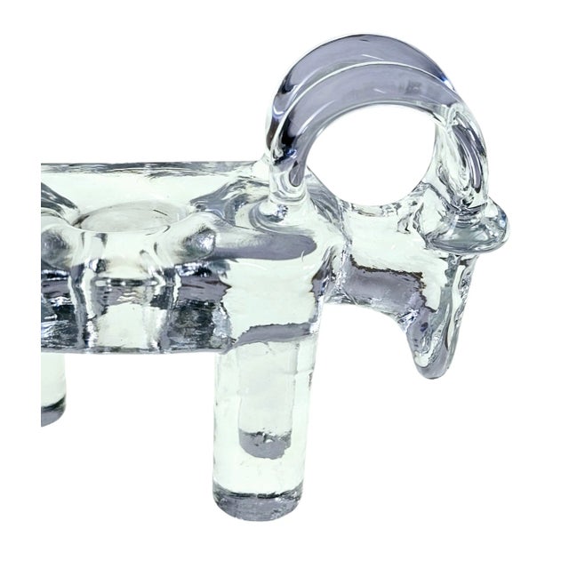 1970s Kosta Boda Ram Goat Longhorn Taper Candle Holder For Sale - Image 5 of 9
