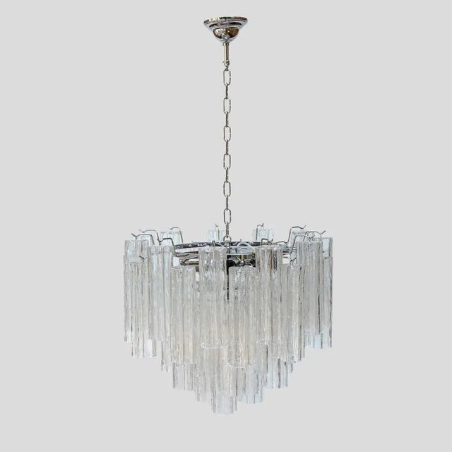 Murano Clear Glass Tronchi Chandelier, 1980s For Sale - Image 4 of 5