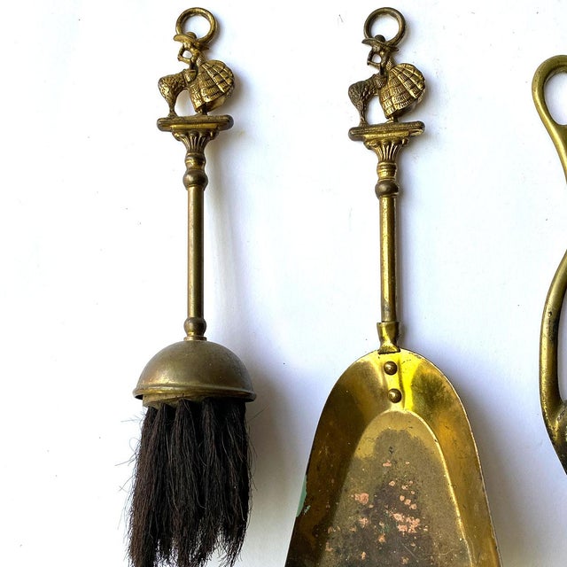 Vintage English Five-Piece Brass Little Miss Muffet Fireside Companion Set For Sale - Image 11 of 11