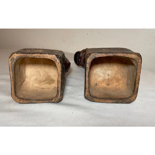 Antique Handmade Late Ming Dynasty 1600's Pottery Foo Lion Oil Lamps Sculptures For Sale - Image 10 of 13