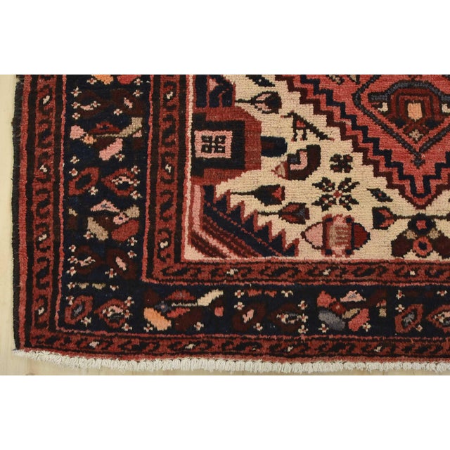 Hamedan Runner 3’7” X 9’7” Red Wool Vintage Tribal Hand-Knotted Oriental Rug For Sale - Image 11 of 14