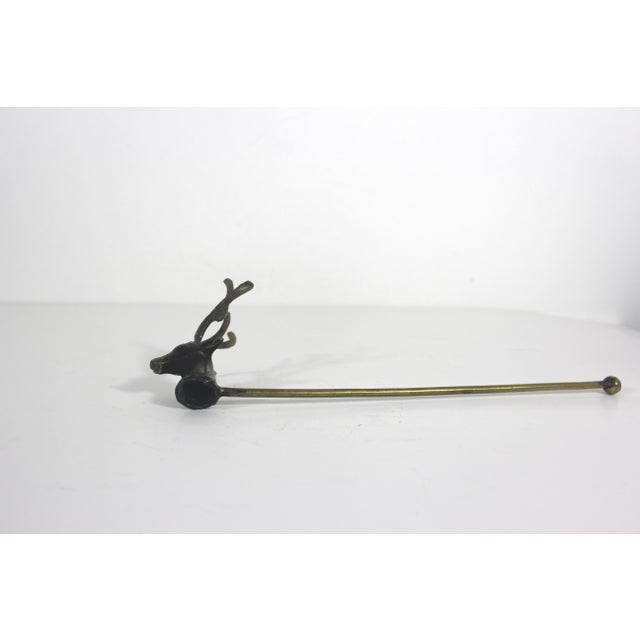 Metal Vintage Brass Stag With Antlers Candle Snuff Snuffer For Sale - Image 7 of 8