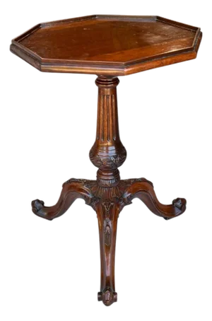 Vintage Georgian Style Heavily Carved Octagon Tripod Drink Side Table